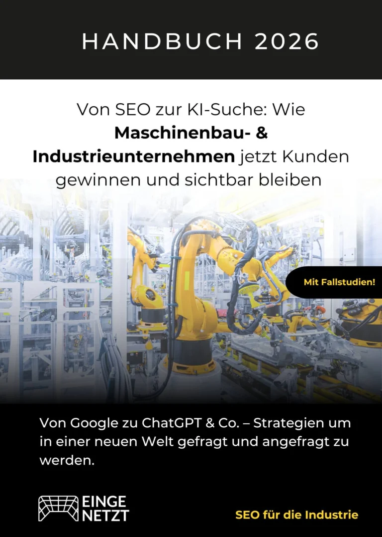 Titelseite des Handbuchs SEO & KI-Suche für den Maschinenbau